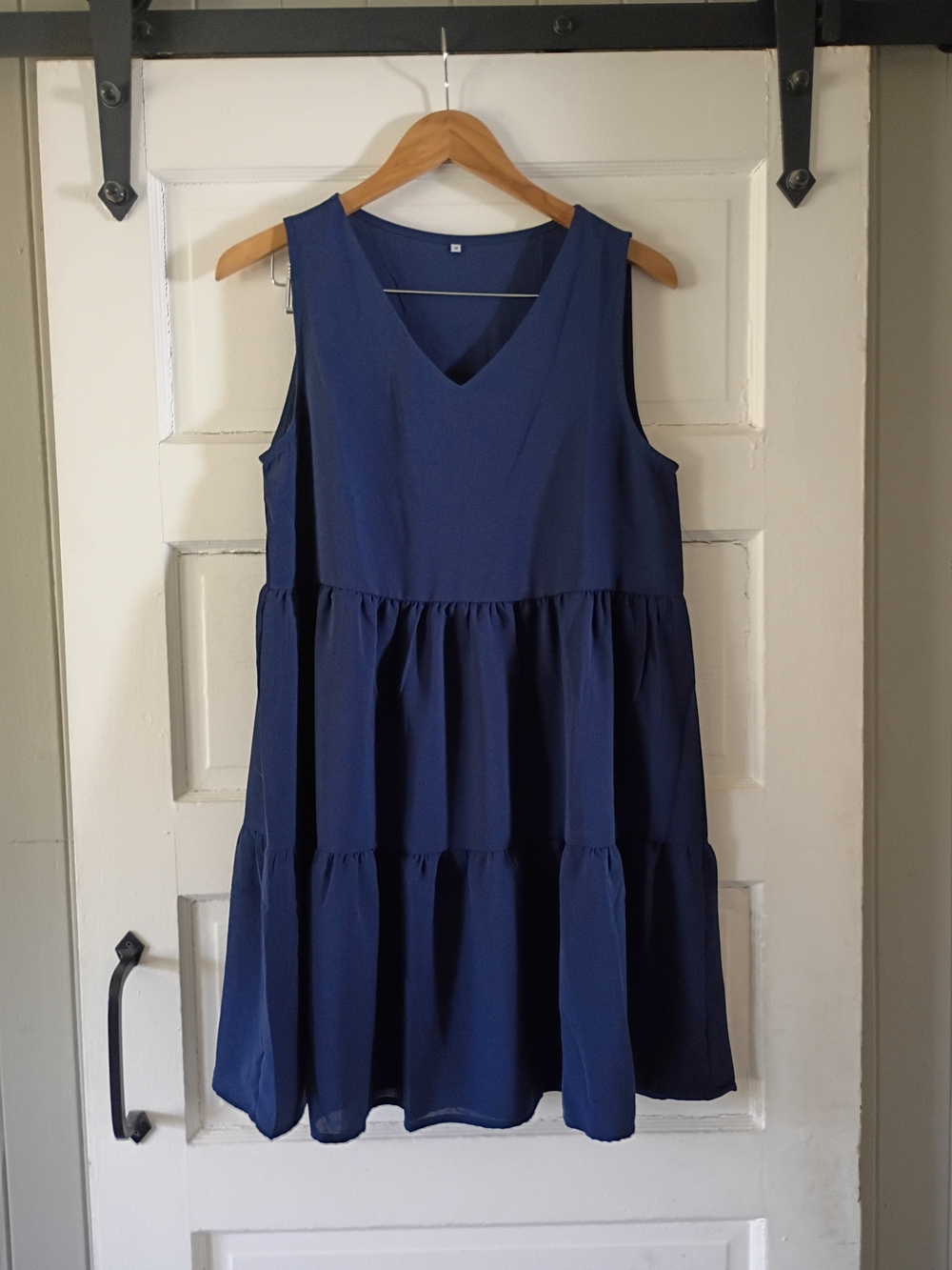 Sleeveless V-Neck Tiered Mini Dress in Navy